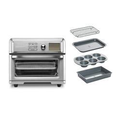 Cuisinart Digital TOA65 AirFryer Toaster Oven Silver with Oven Bakeware Set