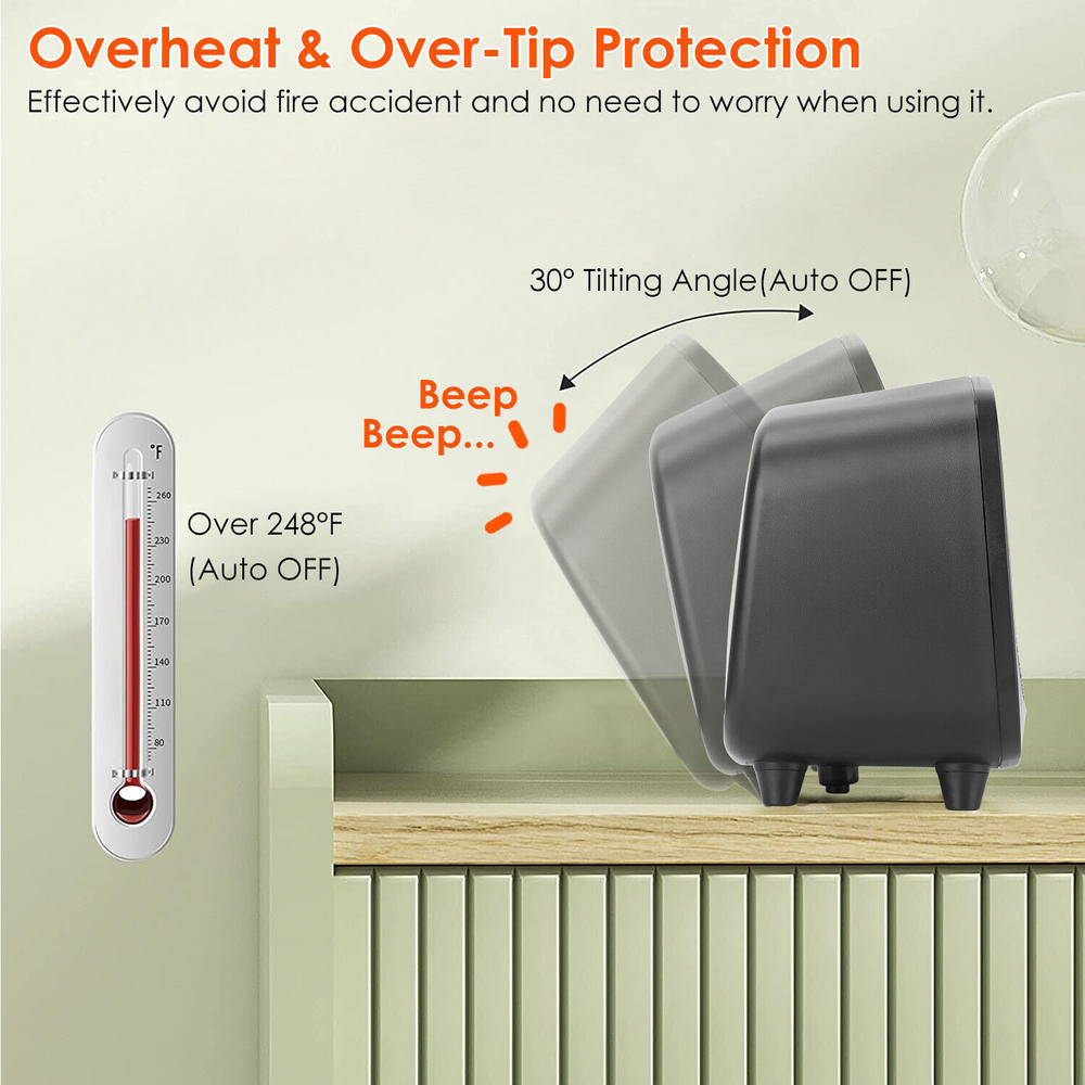 imountek Portable Electric Space Heater Mini Space Heater Fan Heater Overheat Protection