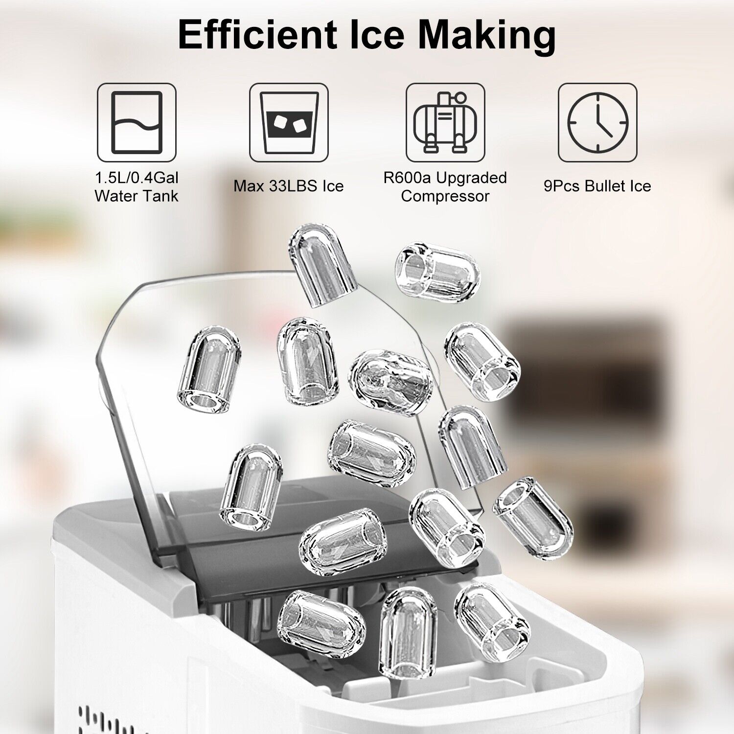 imountek Ice Maker Machine Electric Countertop Self-cleaning Ice Making Machine Portable