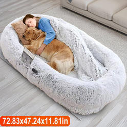 imountek 72x47x11in Human Size Bean Bag Dog Bed with Pillow Washable for Adults Kids Pets
