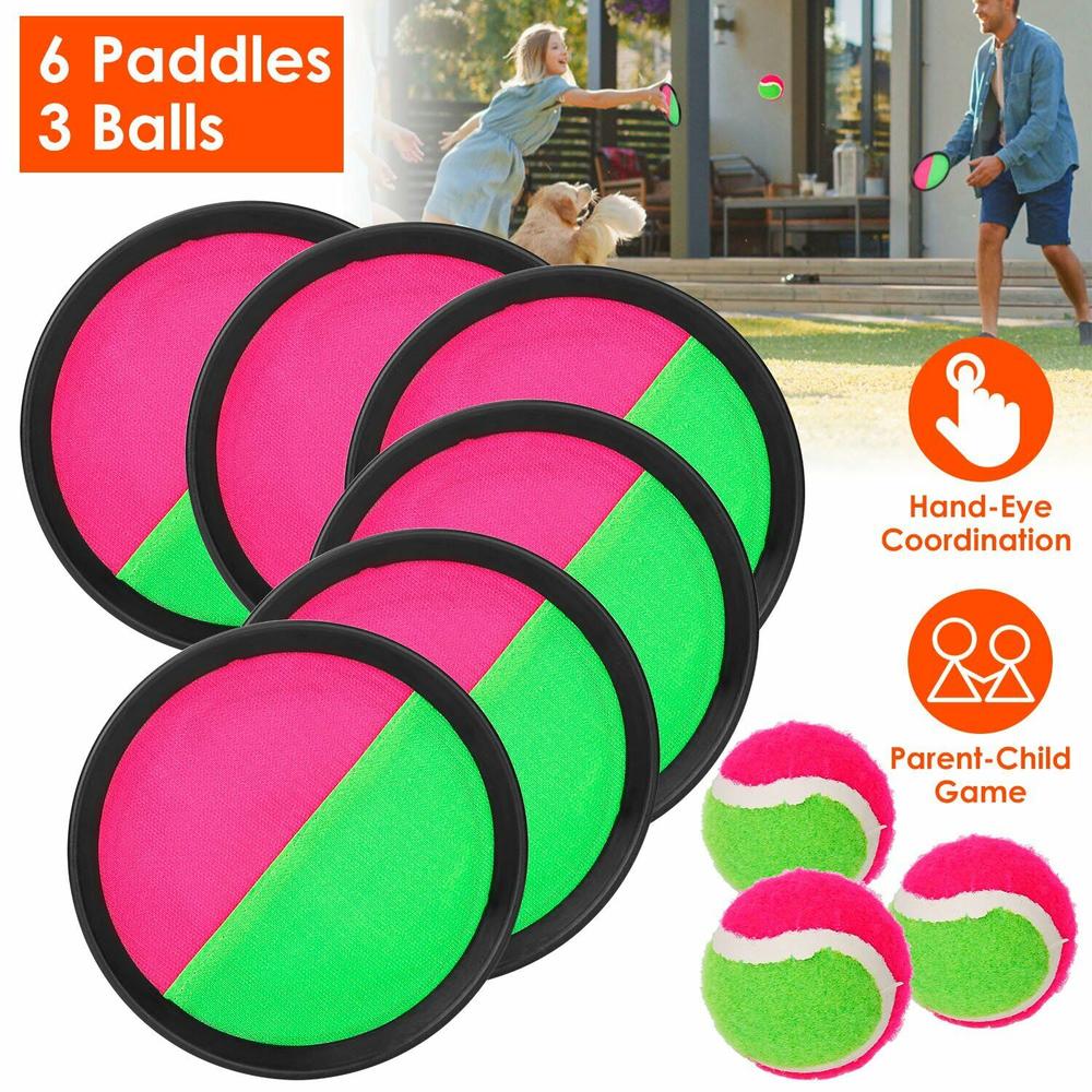 imountek 3Sets Toss and Catch Ball Throw Catch Ball Paddle Outdoor Ball Game Catch Game