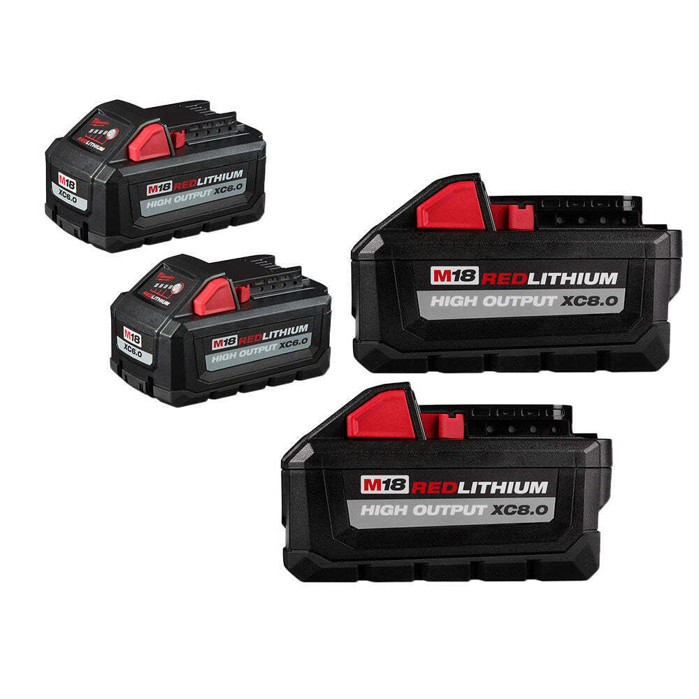 Milwaukee M18 18V 4 Piece Battery Kit w/ 2-8 AH and 2-6 AH Batteries