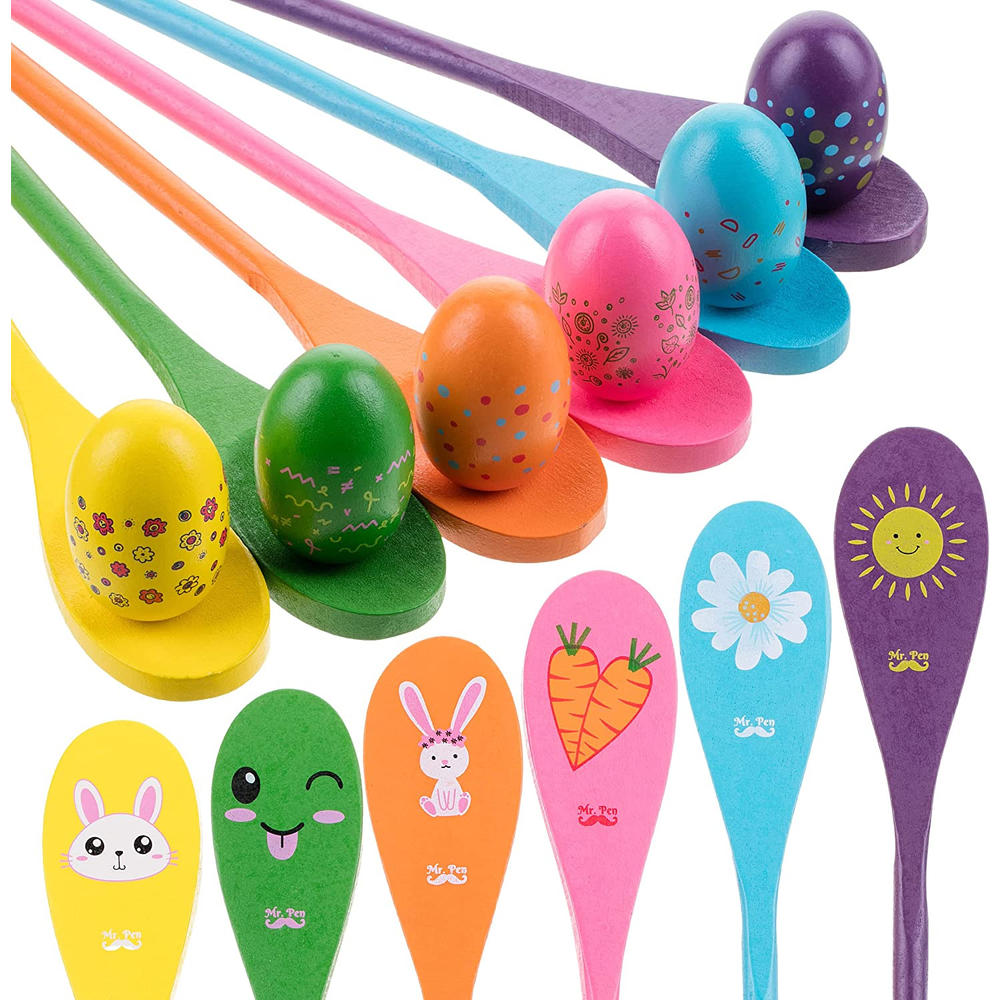 Pattern Game With Spoons thinkstar - Egg And Spoon Race Game Set, 6 Eggs And 6 Spoons, Easter ...
