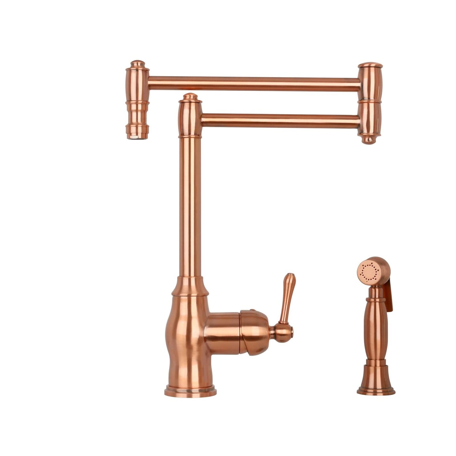 thinkstar Copper Deck-Mounted Double-Jointed Retractable Pot Filler, One-Handle Copper ...