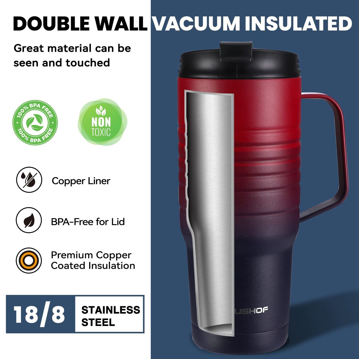 thinkstar 24 Oz Travel Mug Tumbler Double Wall Vacuum Insulated Coffee Travel Mugs
