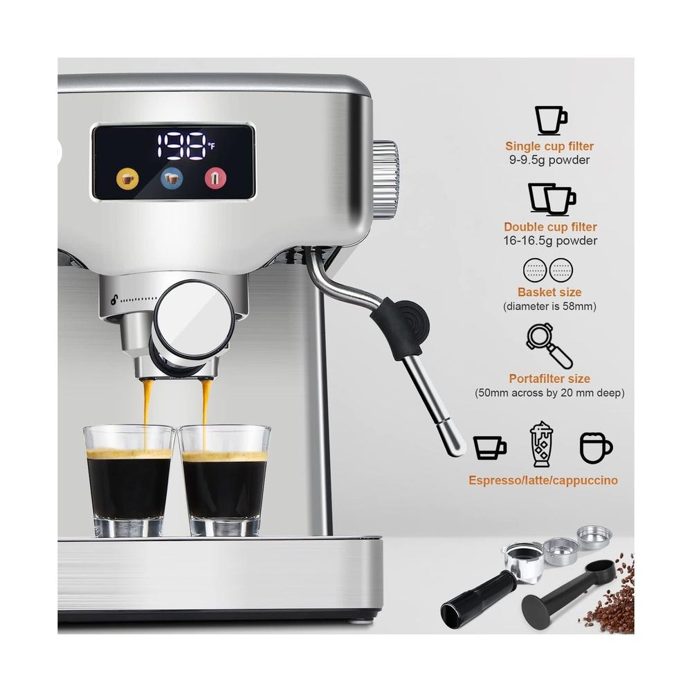 thinkstar Espresso Machine 20 Bar, Stainless Steel Espresso Machine With Milk F...