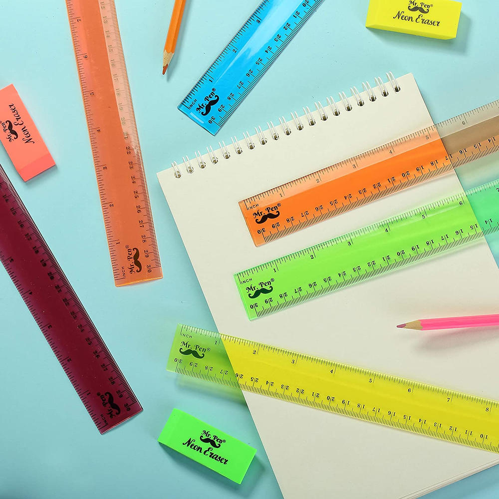 thinkstar Mr. Pen- Rulers, Rulers 12 Inch, 6 Pack, Assorted Colors ...