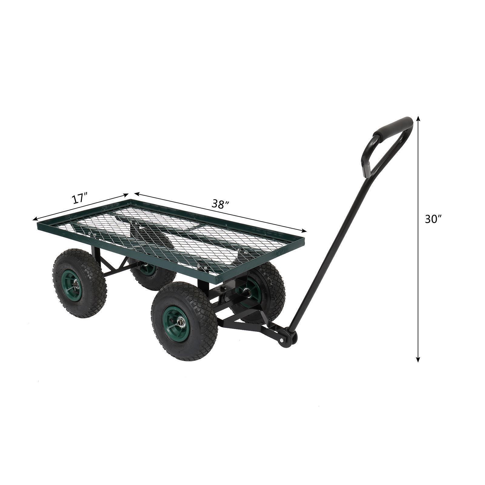 thinkstar Garden Carts Yard Dump Wagon Wheel Cart Hand Tools Cart Outdoor Heavy Duty