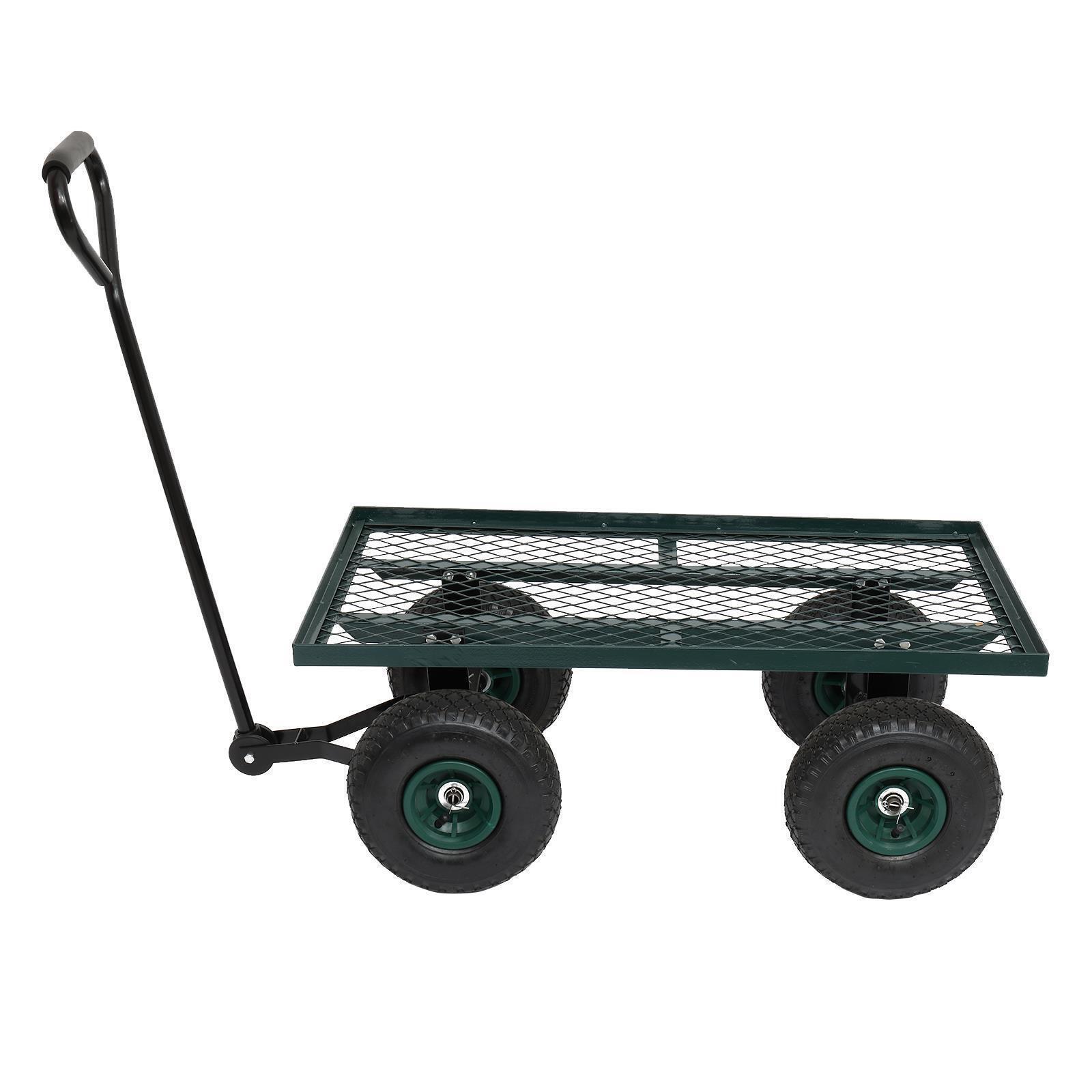 thinkstar Garden Carts Yard Dump Wagon Wheel Cart Hand Tools Cart Outdoor Heavy Duty