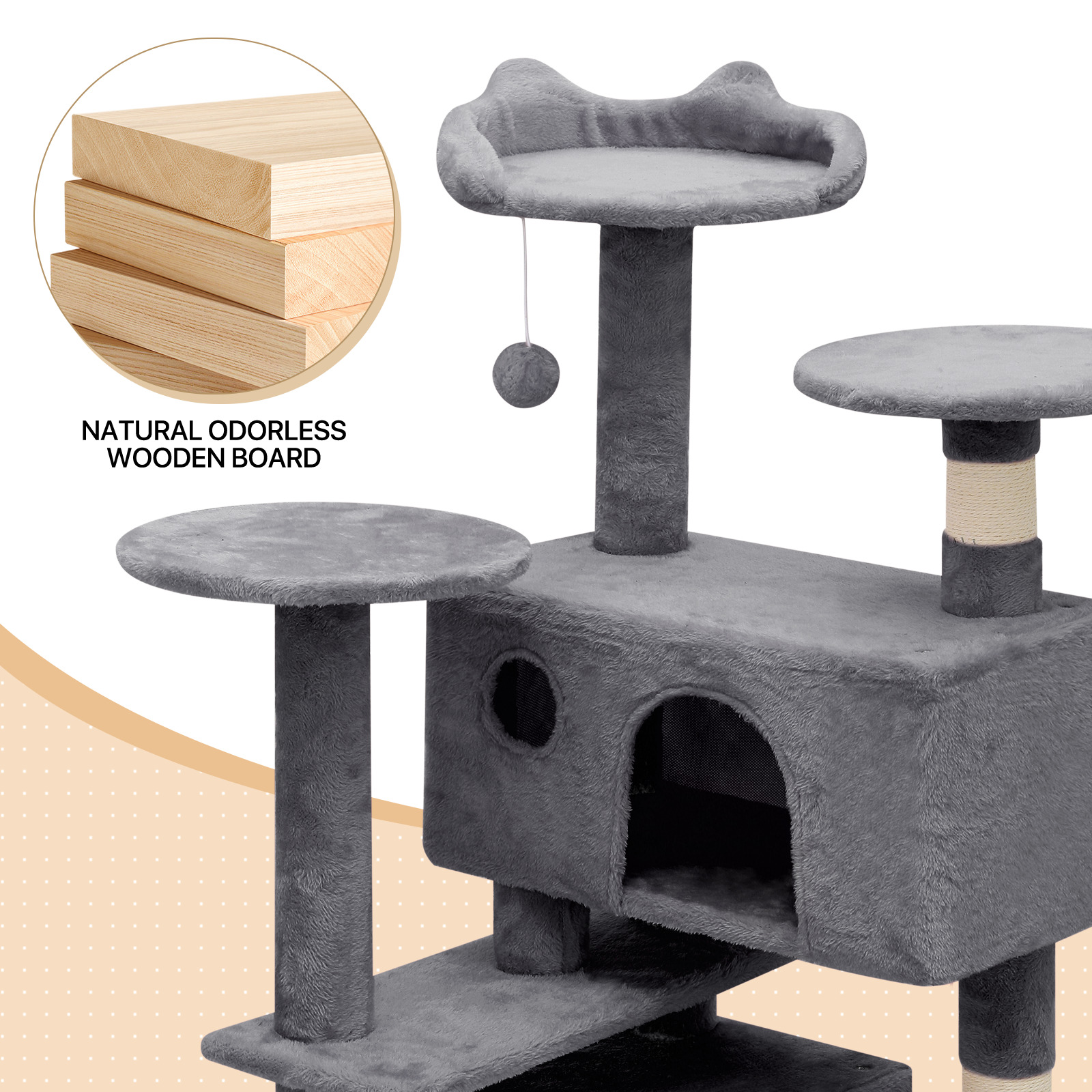 thinkstar Cat Tree Cat Tower Kitten Playing Condo House Multi-Level Playing House For Rest
