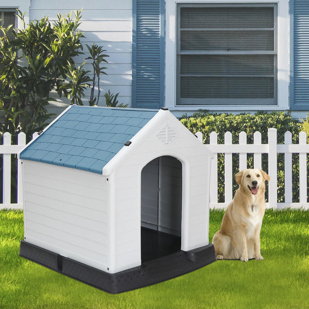 thinkstar Cozy 32" Dog House Durable Plastic Weather-Proof Air Vents Dog Pet House Compact