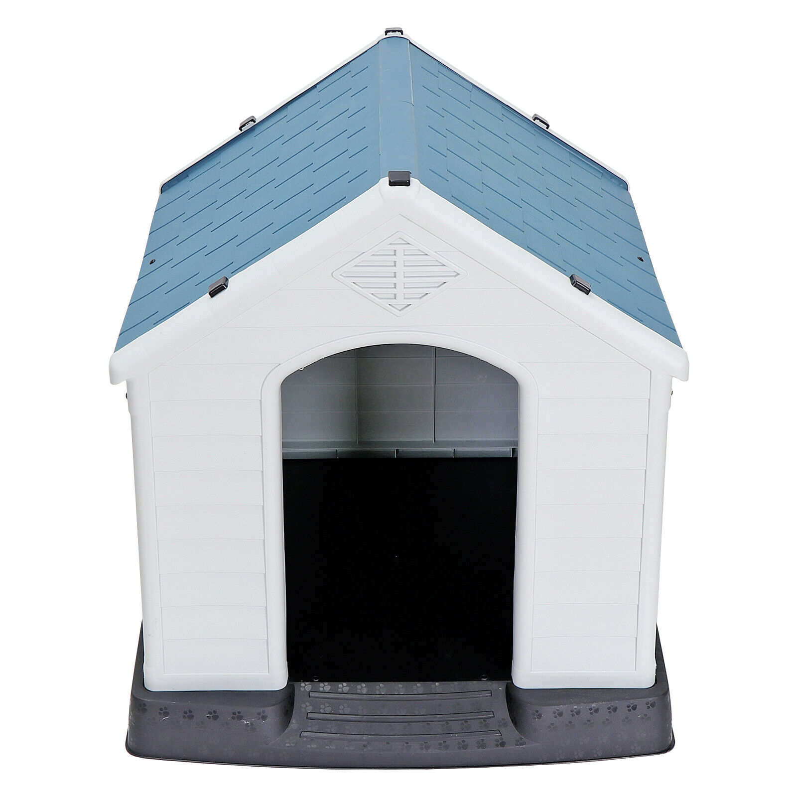 thinkstar 32" H Indoor Outdoor Dog Pet House With Elevated Floor And Air Vents, Blue White