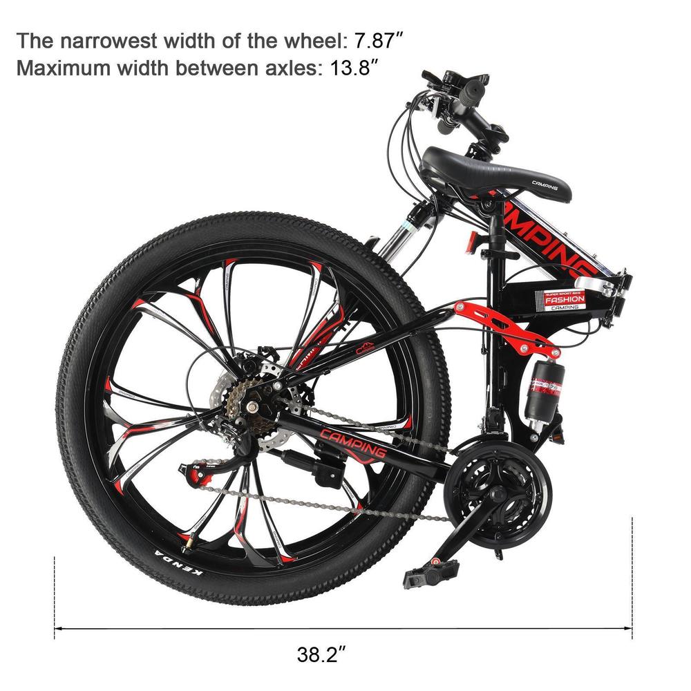 thinkstar 26 Inch Folding Bike Full Suspension Shimano 21 Speeds Mtb Bicycle Disc Brake
