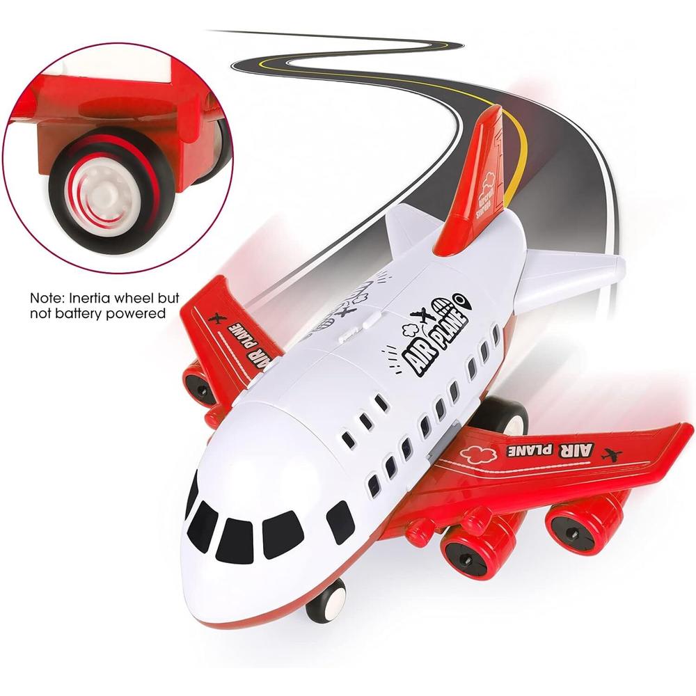 thinkstar Airplane Toy Set Transport Cargo Plane Play Toy 6Pcs Mini Die-Cast Car Kids Gift