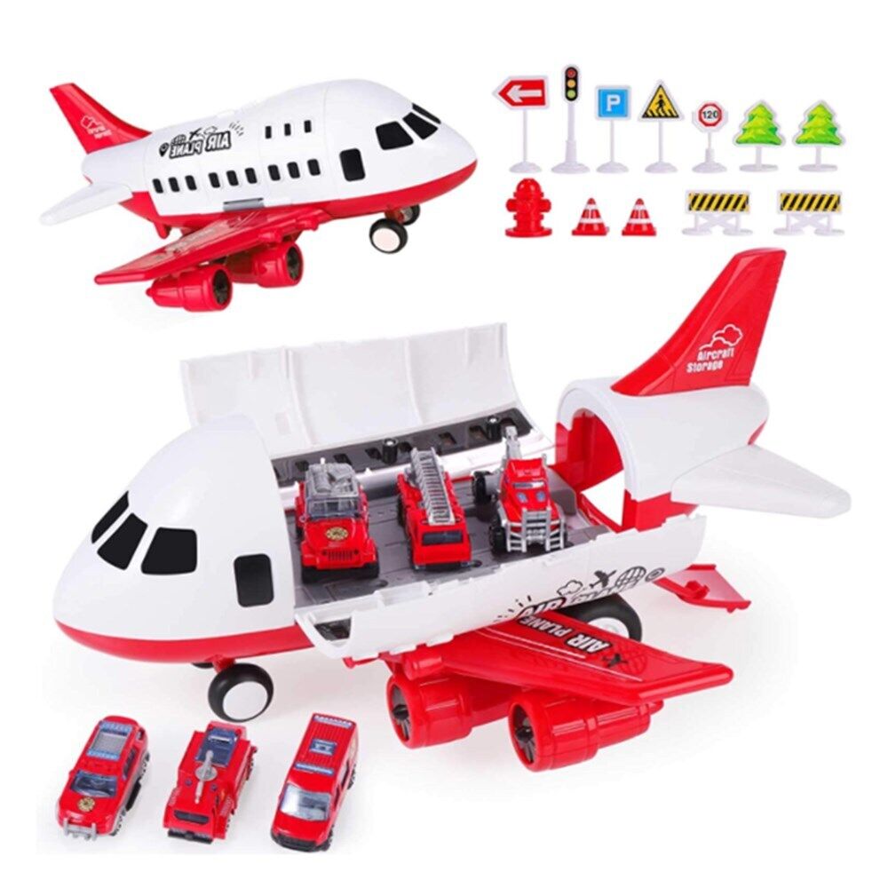 thinkstar Airplane Toy Set Transport Cargo Plane Play Toy 6Pcs Mini Die-Cast Car Kids Gift
