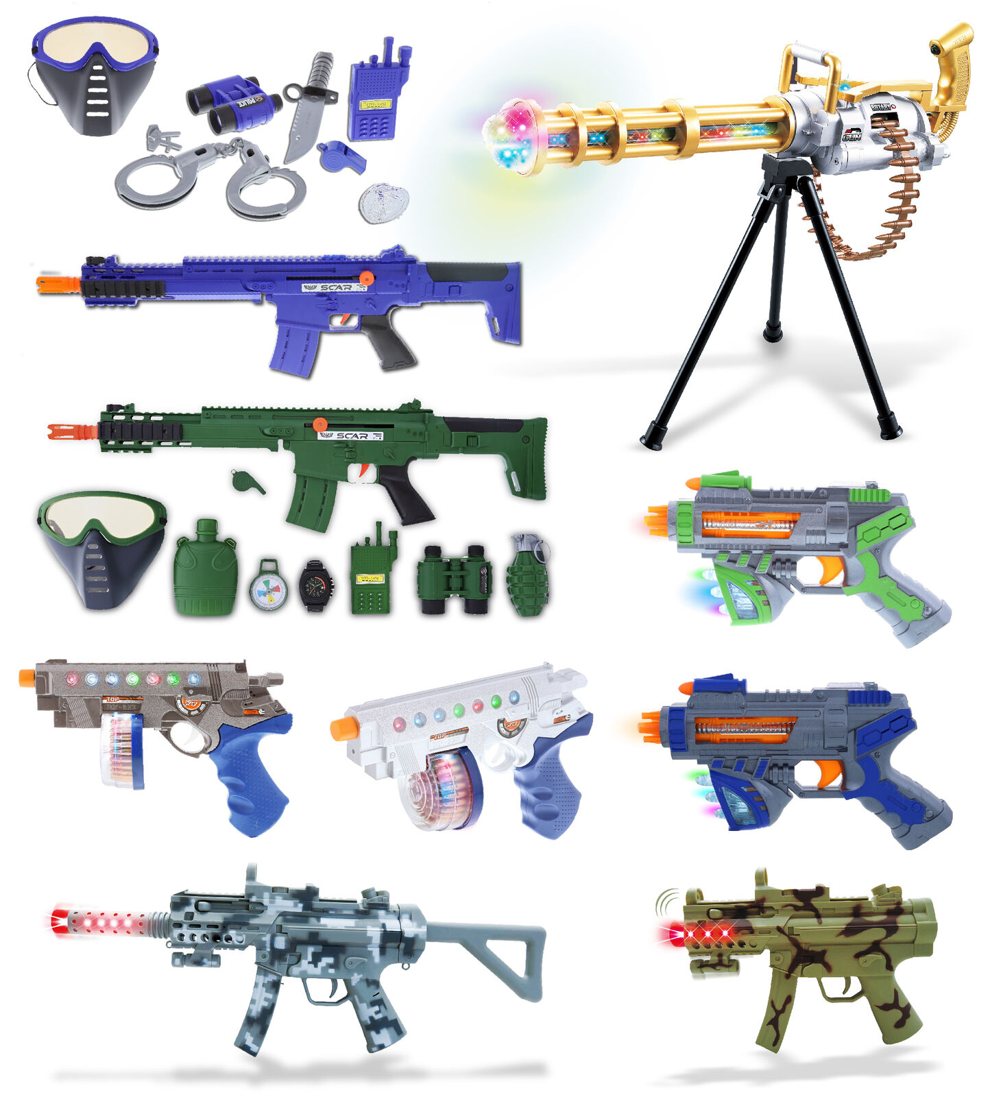 thinkstar Military And Space Combat Light Up Led Toy Gun Set Of 6 – Color May Vary