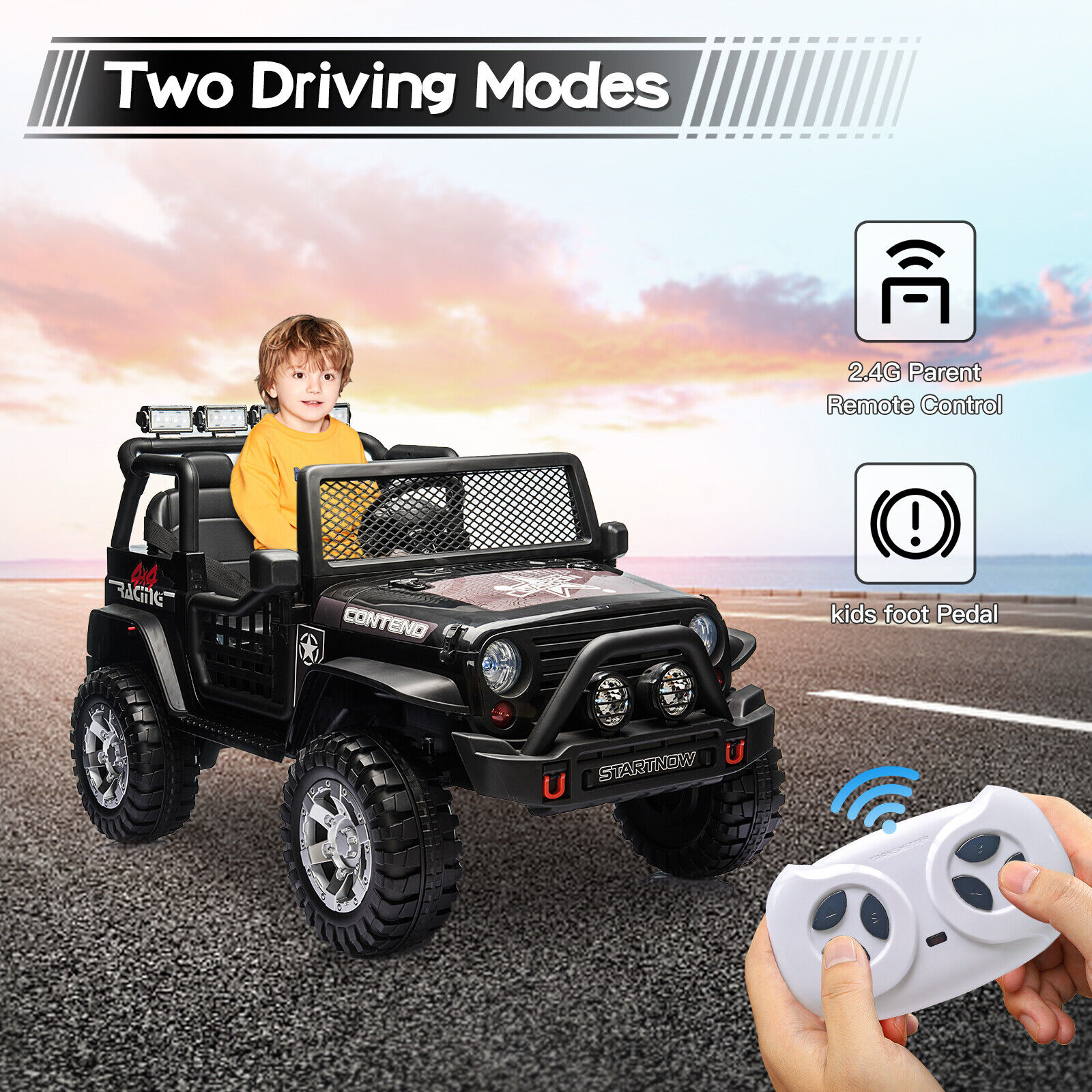 thinkstar 12V Kids Ride On Car 2 Seater Electric Vehicle Toy Truck Jeep Mp3 Remote Control