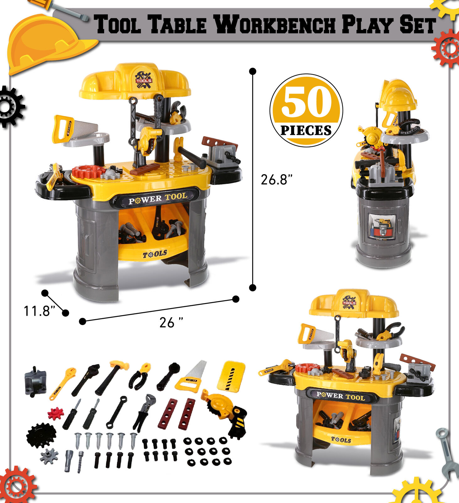 thinkstar Kids Power Tools Bench Workshop - Workbench Box Toy - 26.8 Inches