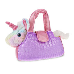 thinkstar Pink Unicorn Plush Purse Pet Carrier Leather Purse For Girls
