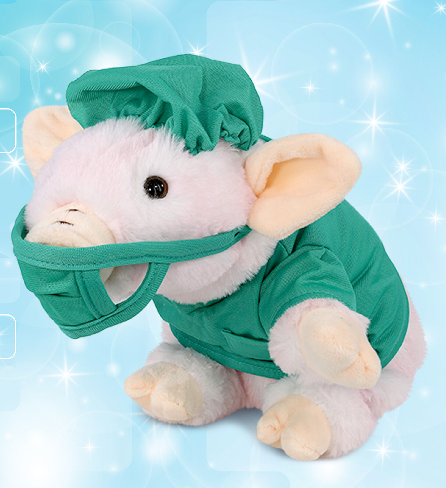thinkstar Squat Piggy Doctor Plush Toy With Cute Scrub Uniform And Cap - 7 Inches