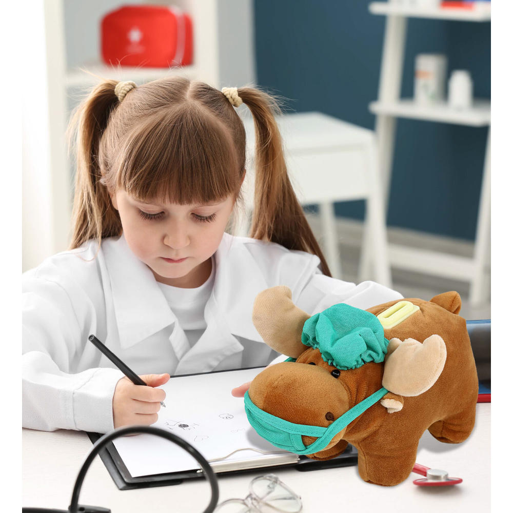 thinkstar Moose Doctor Plush Bank Toy With Cute Scrub Uniform And Cap - 9 Inches