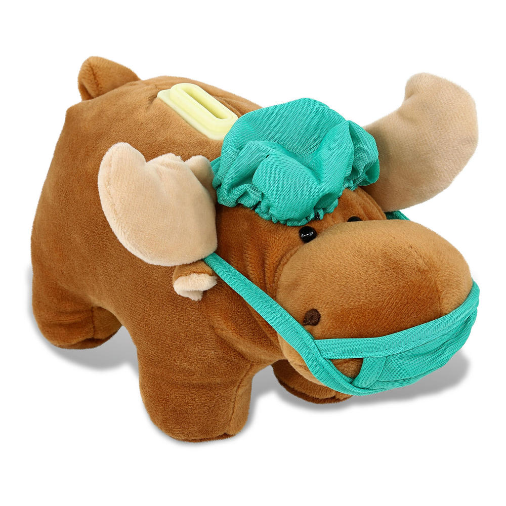 thinkstar Moose Doctor Plush Bank Toy With Cute Scrub Uniform And Cap - 9 Inches