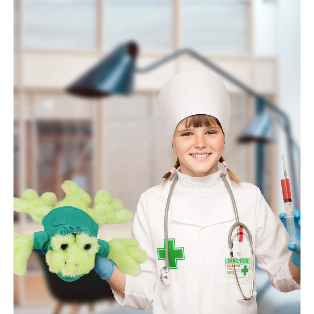 thinkstar Gecko Doctor Plush Toy With Cute Scrub Uniform And Cap - 13.5 Inches