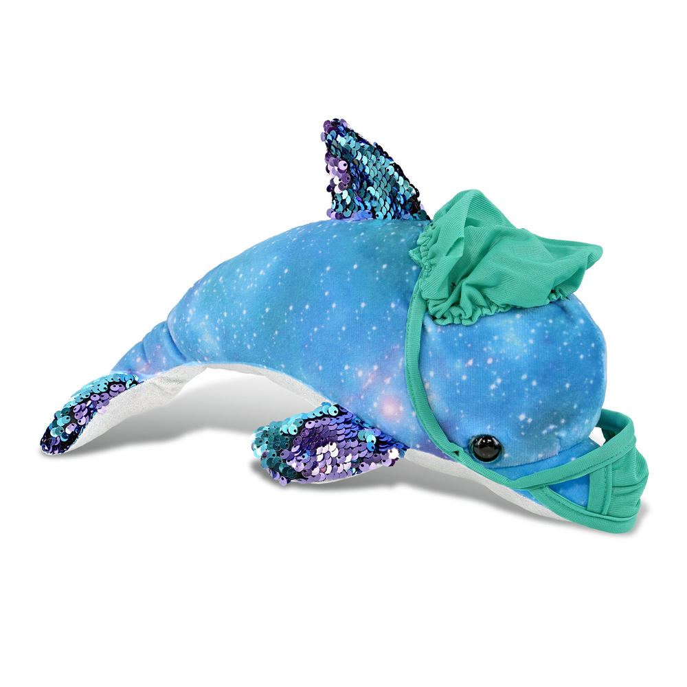 thinkstar Space Sequin Dolphin Doctor Plush With Scrub Uniform And Cap - 12 Inch
