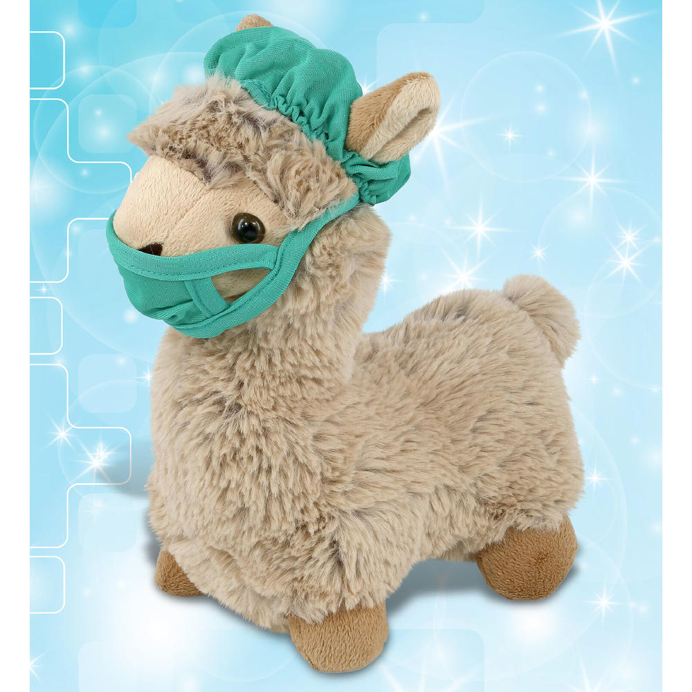 thinkstar Beige Llama Doctor Plush Toy With Cute Scrub Uniform And Cap - 11 Inch
