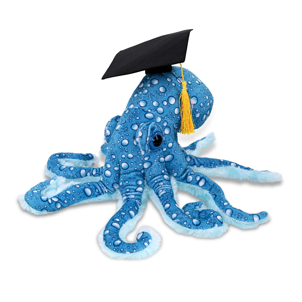 thinkstar Blue Octopus Graduation Plush Toy With Graduation Cap Outfit