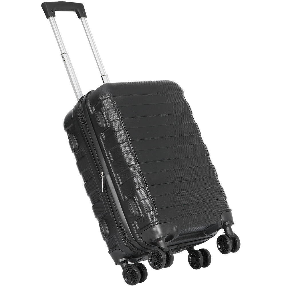 thinkstar Carry On 21In Carry On Luggage Suitcase Spinner Wheels Side Expandable Black