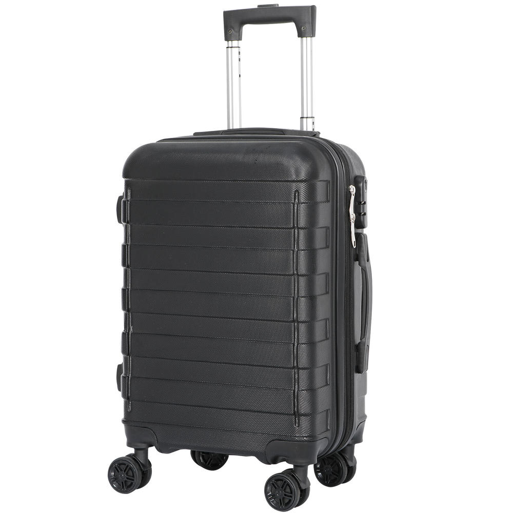 thinkstar Carry On 21In Carry On Luggage Suitcase Spinner Wheels Side Expandable Black
