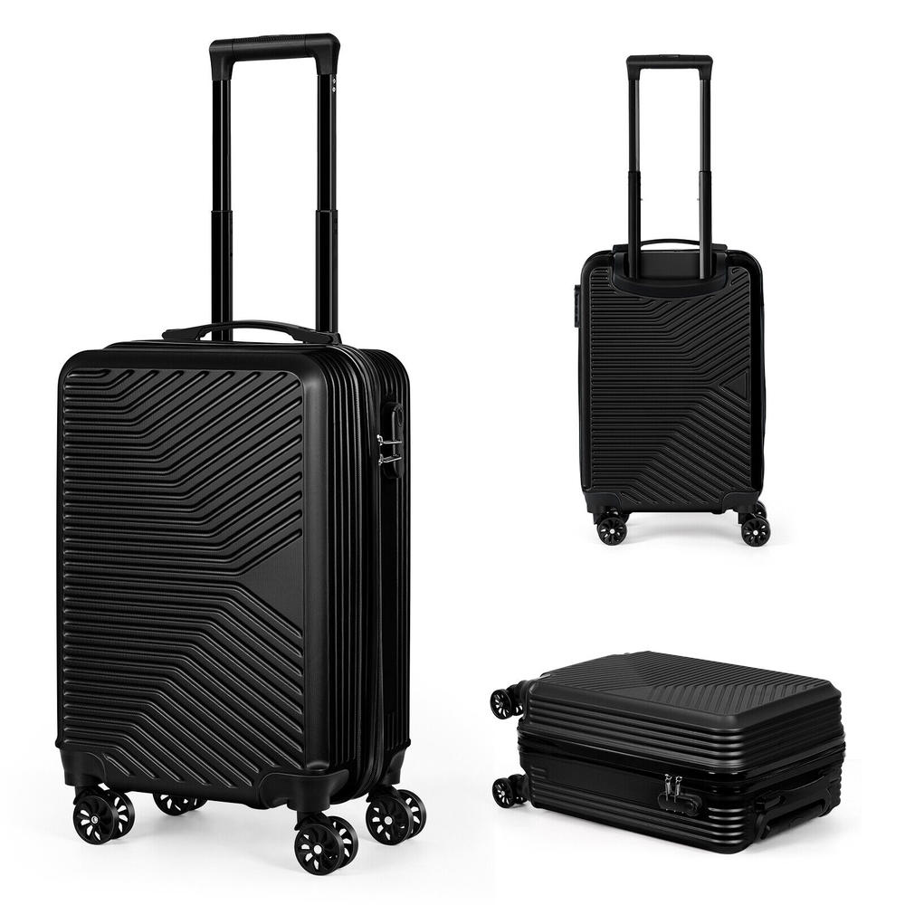 thinkstar 20" Hardside Carry On Luggage Lightweight Travel Suitcase W/Spinner Wheels Black