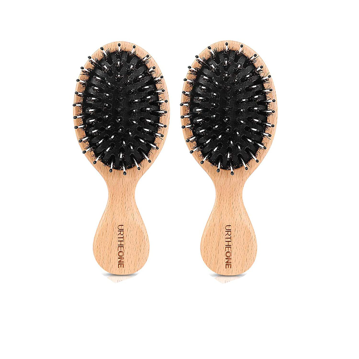 thinkstar 2Pcs Hair Brush Mini Boar Bristle Hairbrush For Thick Curly Thin Long Short Wet