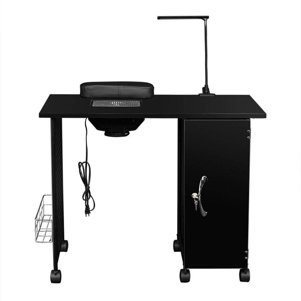 thinkstar Black Manicure Station Large Table With Arm Rest Salon Spa Nail Equipment Us