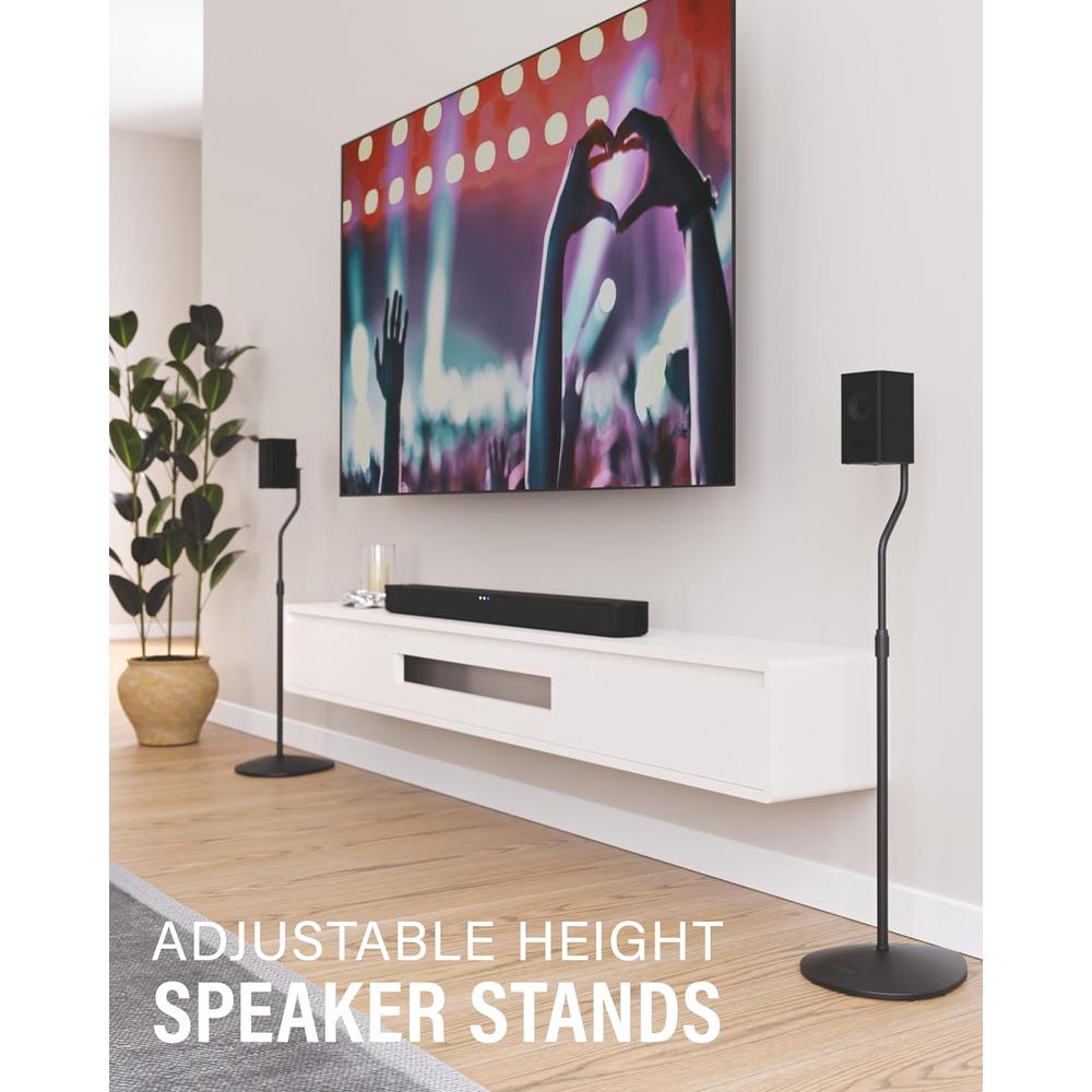 thinkstar Adjustable Height Speaker Stand - Extends 28" to 38" - Holds Satellite & Small Bookshelf Speakers (i.e. Bose, Harmon Kardon, Pol