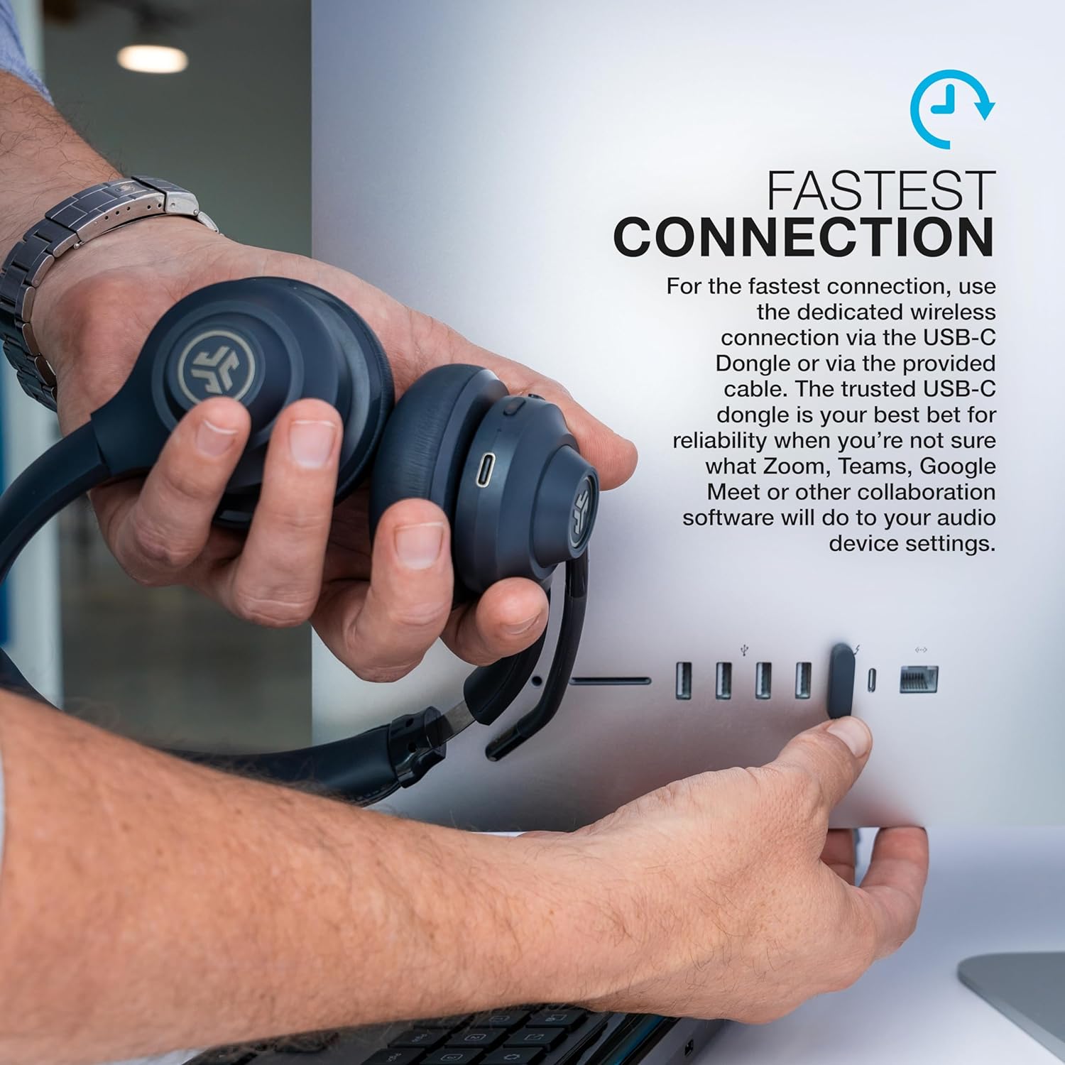 thinkstar Wireless Headsets with Microphone - 55+ Playtime PC Bluetooth Headset and Multipoint Connect to Laptop Computer and Mobile - Wir