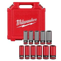 Milwaukee SHOCKWAVE Impact Duty&trade; 1/2 Drive SAE & Metric 11PC Lug Nut Wheel Socket Se