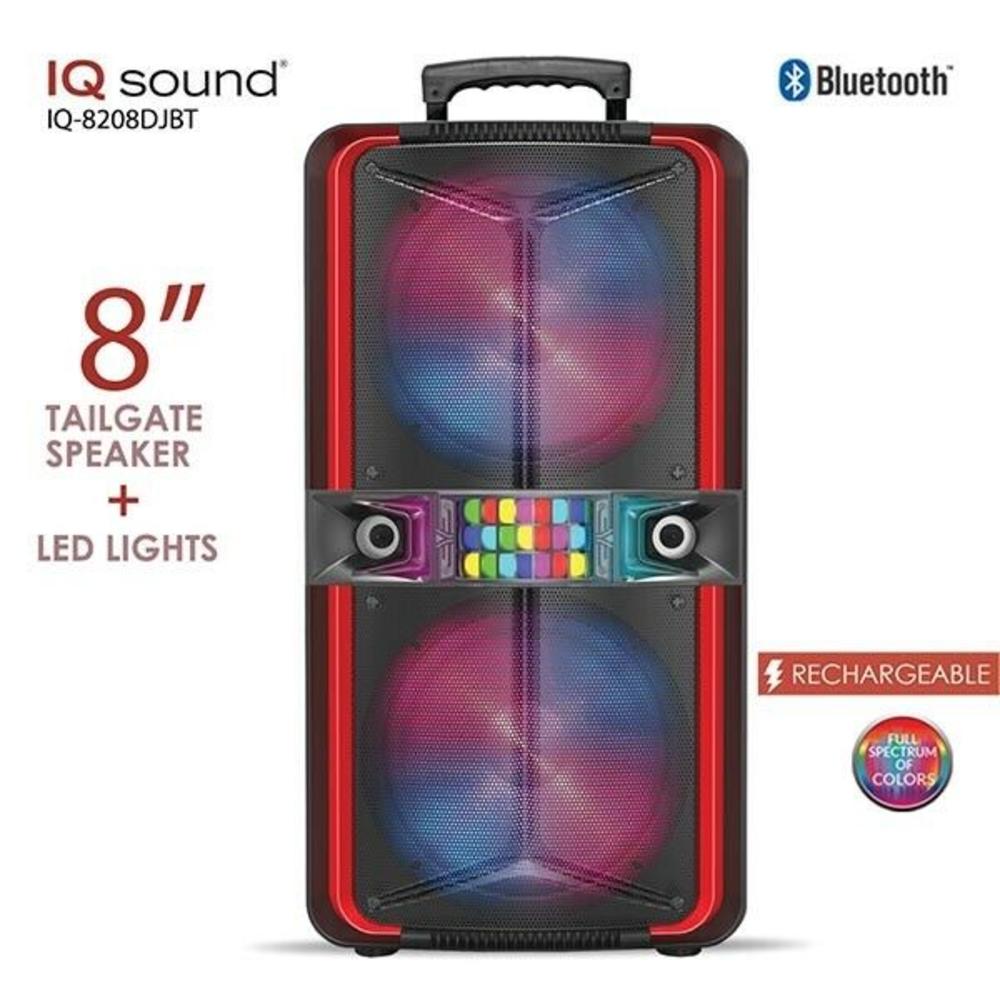 Supersonic IQ Sound IQ-8208DJBT  2x 8" Rechargeable Party Speaker +Bluetooth +USB/SD/FM/AUX