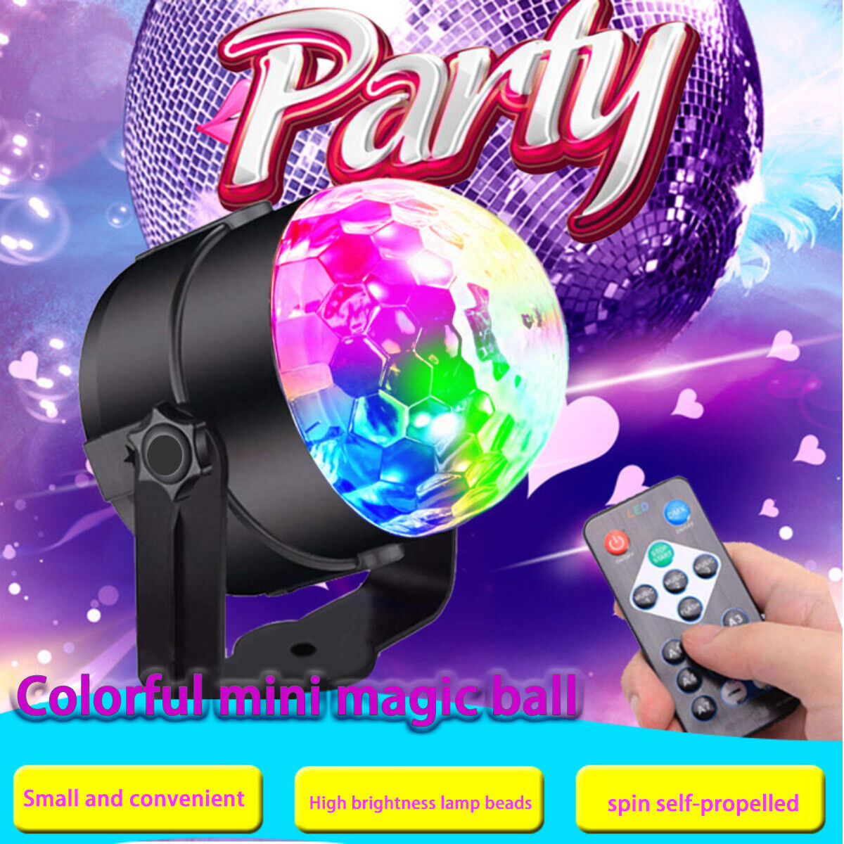 thinkstar Rgb Disco Party Light Led Stage Ball Lights Ktv Strobe Dj Sound Activated Lamp A