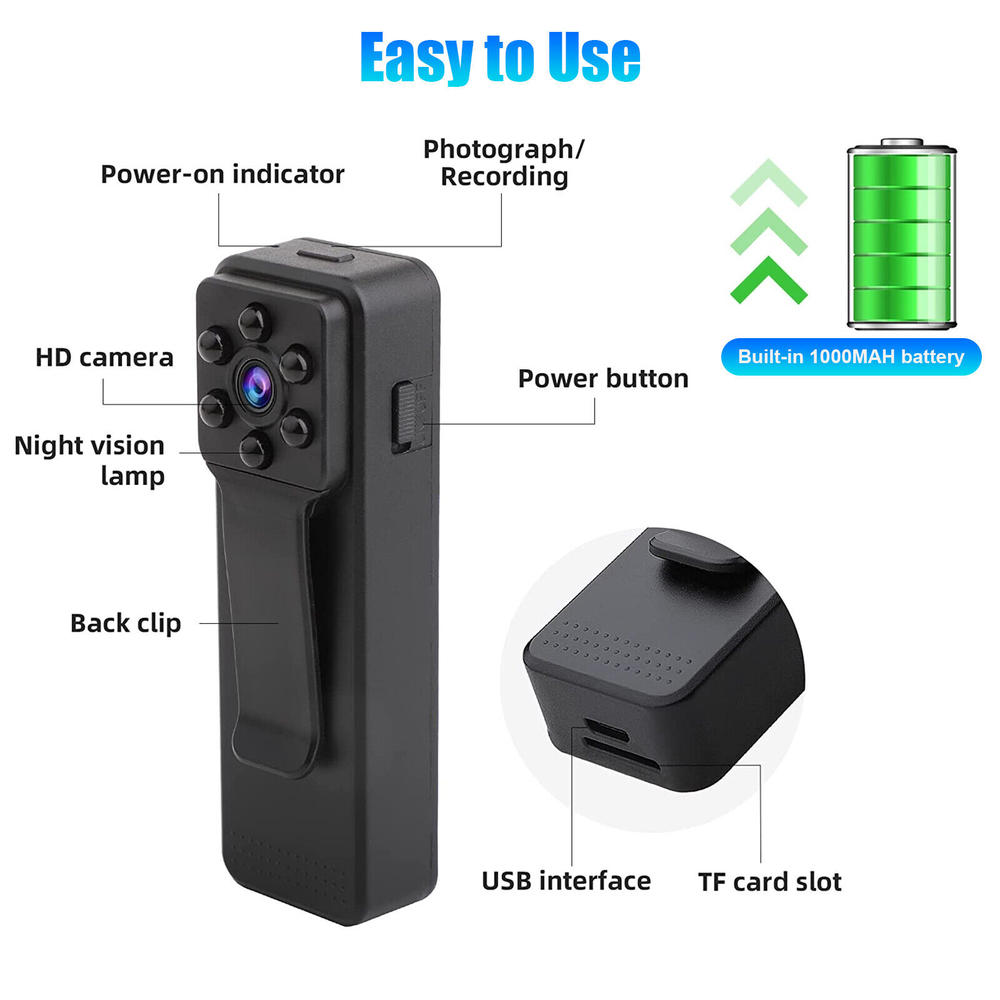 EEEKit HD 1080P Camcorder Mini Body Hidden Camera Pocket Video DVR IR Night Cam 6-Hour