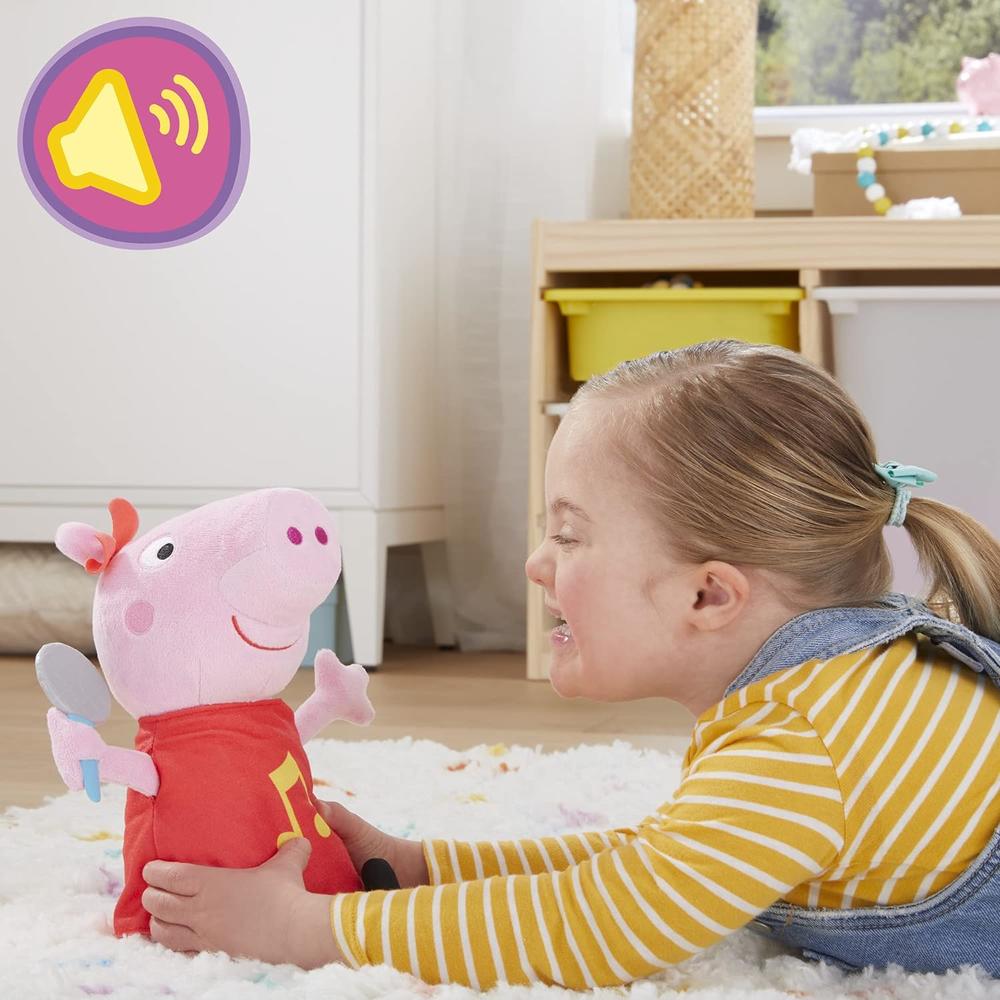 Hasbro Peppa Pig Oink-Along Songs Peppa Singing Plush Doll with Sparkly Red Dress and Bow, Sings 3 Songs Inspired by The TV Serie…
