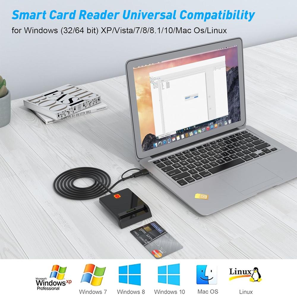 Rocketek CAC Card Reader Military, USB SIM Card Reader 2 in 2 Smart Card Reader DOD Military USB Common Access CAC, ID/Debit/Credit…