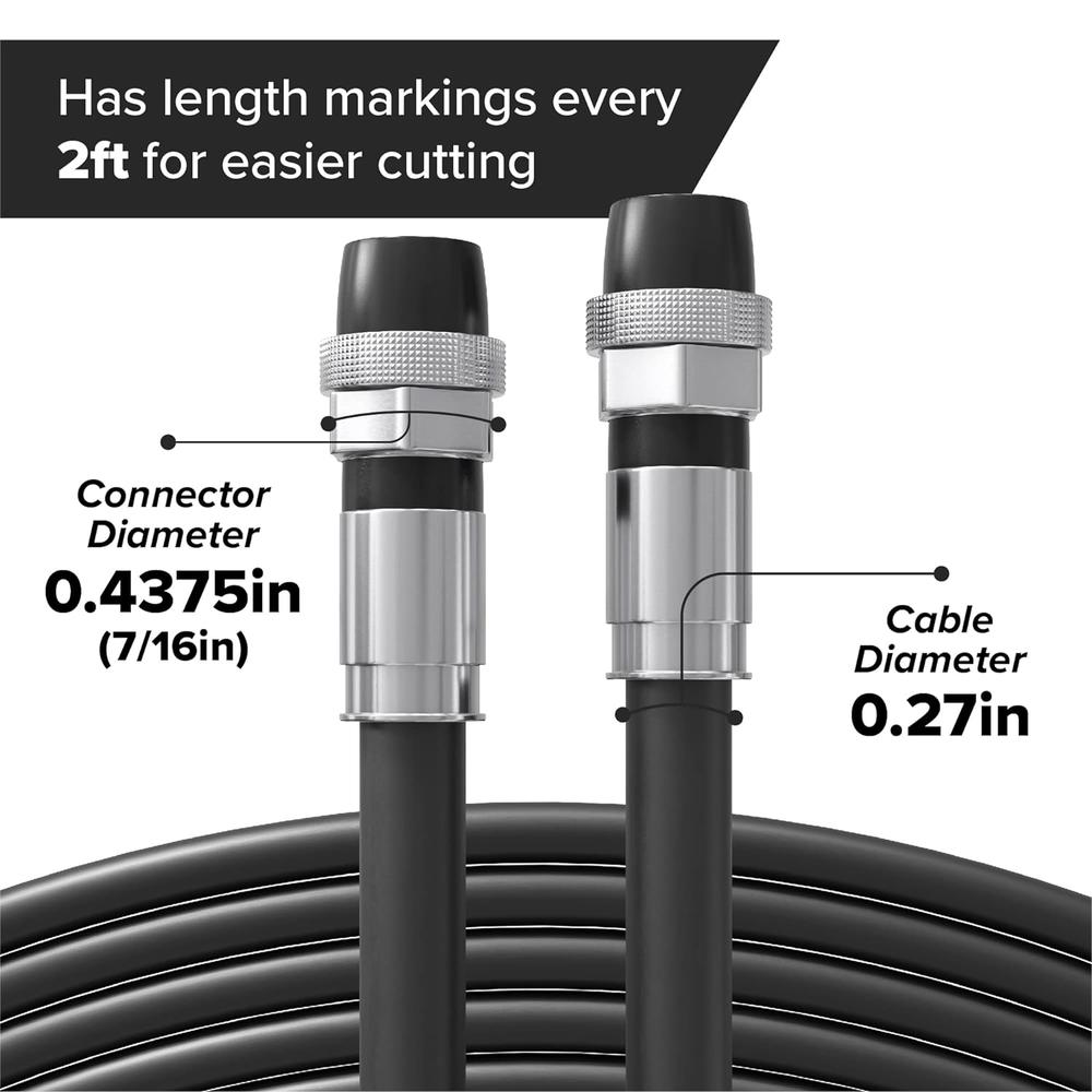 The Cimple Co 100' Feet, Black RG6 Coaxial Cable with Rubber booted - Weather Proof Indoor/Outdoor Rated Connectors, F81 / RF, Digital C…