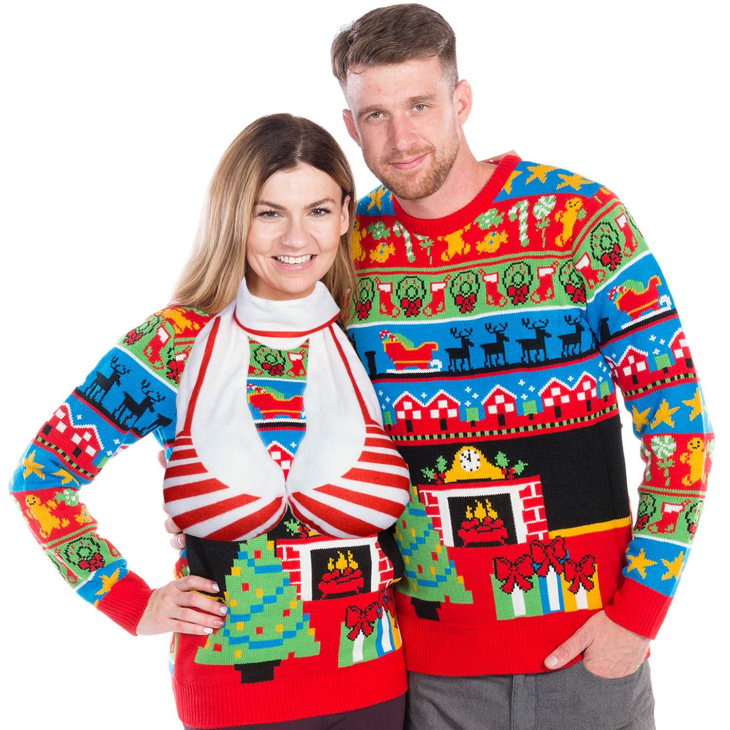 thinkstar Stripe Scarf Gag Gift - Christmas White Elephant Prank Supplies Bachelor Bachelorette Ugly Sweater Party Decor