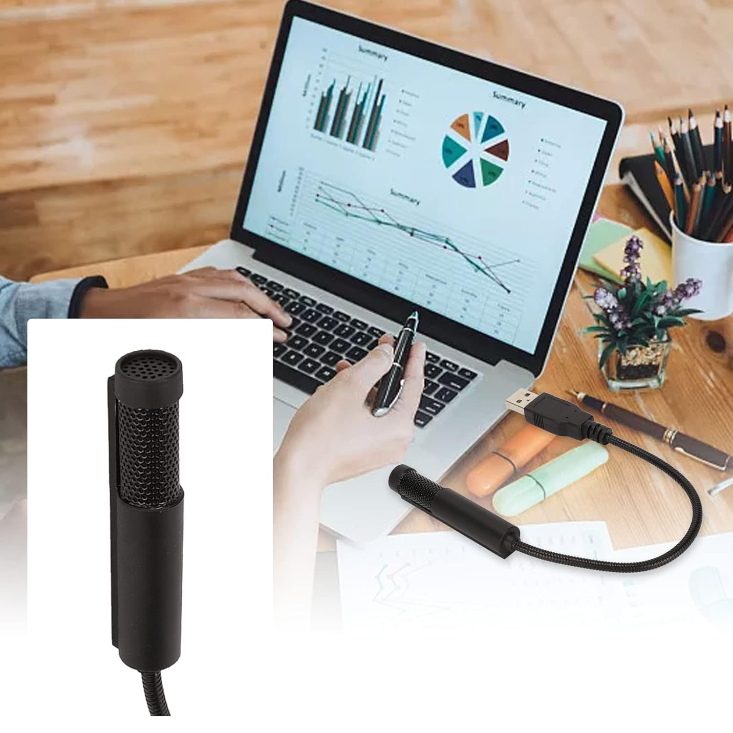thinkstar Mini Usb Microphone, Desktop Microphone Built In Dual Capacitor Microphone 5V Usb Computer Microphone 360 Degree Omnidirec…
