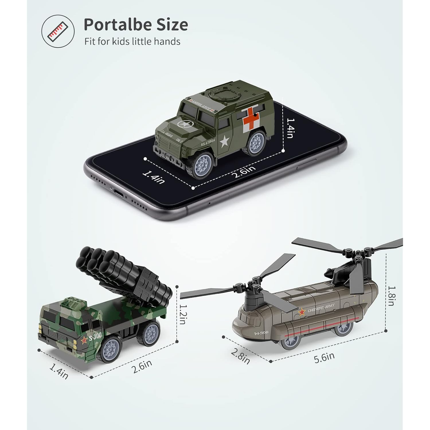 thinkstar Small Army Toy Cars, Die Cast Military Truck Vehicles Toys For Kids, Army Helicopter, Tanks, Mini Battle Car Play Set As C…