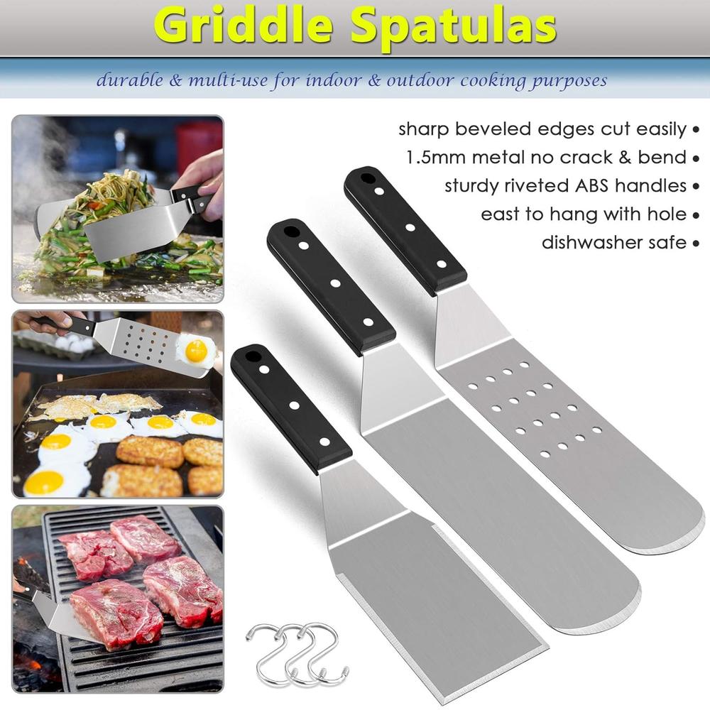 thinkstar Griddle Accessories Kit Of 14, Stainless Steel Griddle Tools Set With Carrying Bag, Heavy Duty Metal Spatulas, Melting Dom…