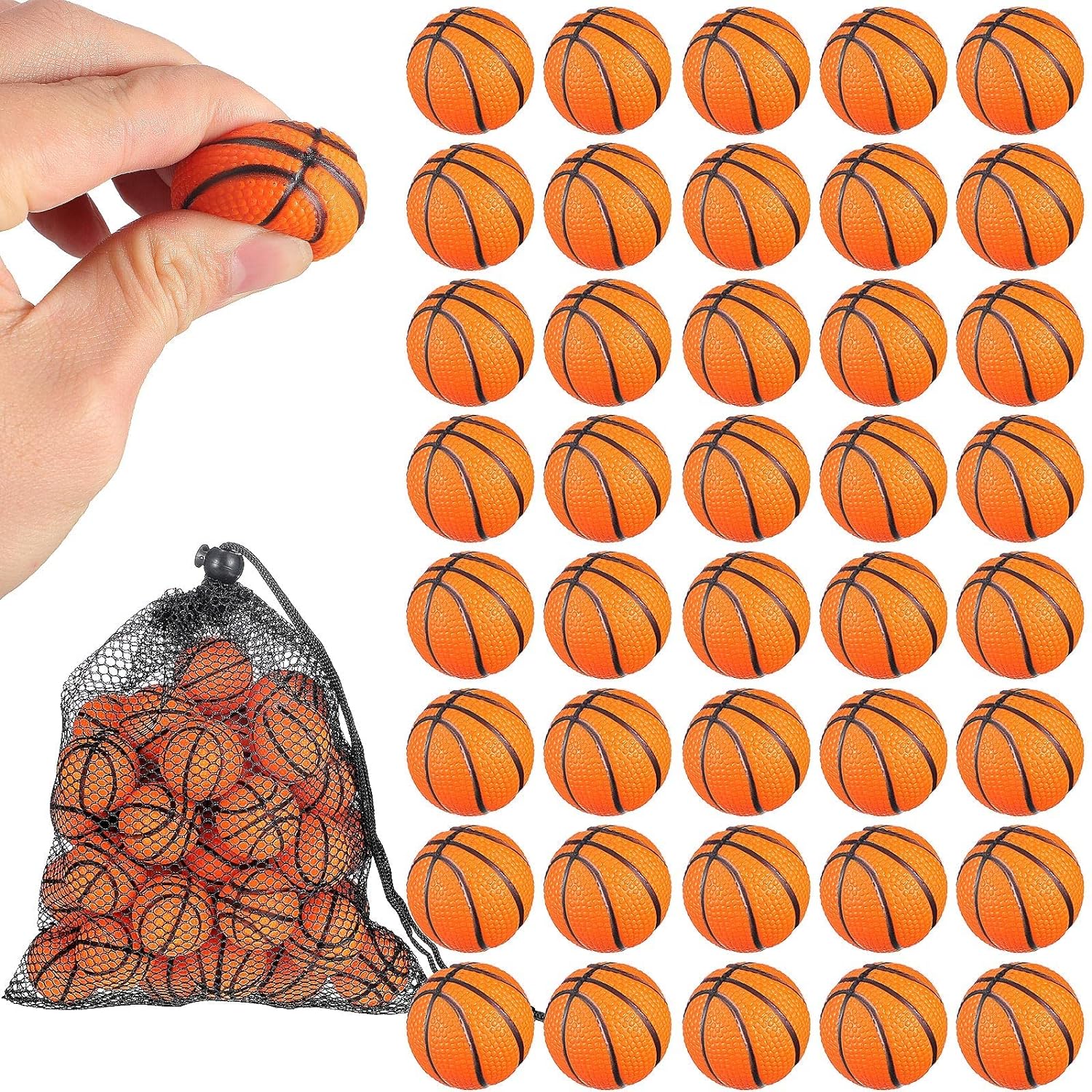 thinkstar 40 Pcs Mini Basketball Party Favors Tiny Basketball Mini Foam Basketball Small Relieve Stress Basketball With Drawstring M…