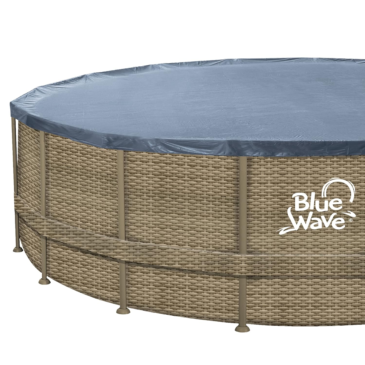 Blue Wave NB19798 24-ft Round x 52-in deep Dark Cocoa Wicker Frame Package Above Ground Swimming Pool with Cover, x, Brown…